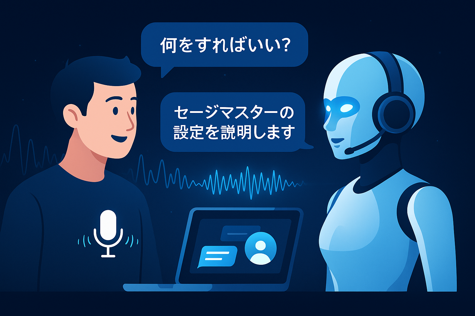 AIアシスタントがユーザーの声に反応している様子。